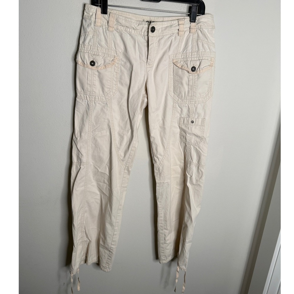 Vintage Y2K Women's 8 Cream High Waisted Balloon Cargo Pants Casual